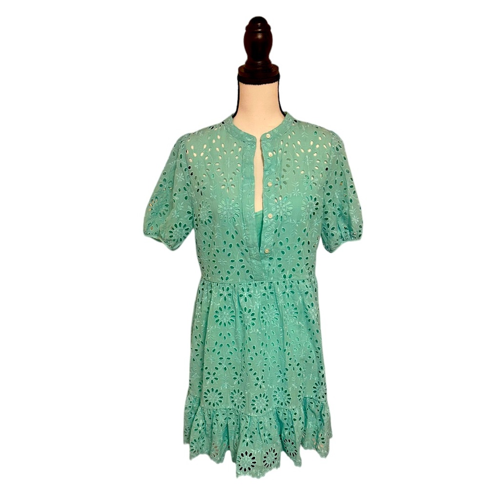 J Crew puff-sleeve floral eyelet dress